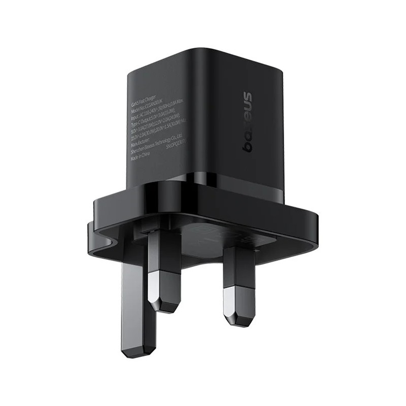 Baseus Charger Wall 30W USB-C UK MINI GaN5 Black - Wall UK 30W USB-C MINI GaN5 Black — Buy in Cyprus with Fast Delivery