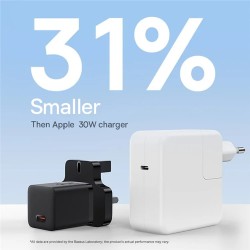 Baseus Charger Wall 30W USB-C UK MINI GaN5 Black - Wall UK 30W USB-C MINI GaN5 Black — Buy in Cyprus with Fast Delivery