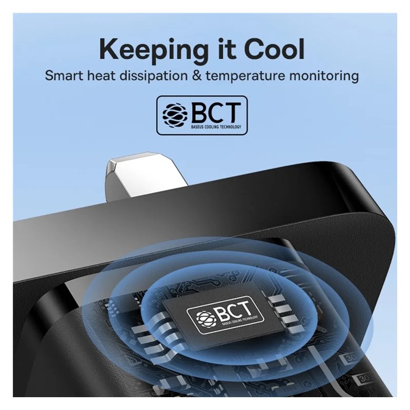 Baseus Charger Wall 30W USB-C UK MINI GaN5 Black - Wall UK 30W USB-C MINI GaN5 Black — Buy in Cyprus with Fast Delivery