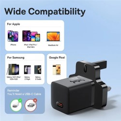 Baseus Charger Wall 30W USB-C UK MINI GaN5 Black - Wall UK 30W USB-C MINI GaN5 Black — Buy in Cyprus with Fast Delivery
