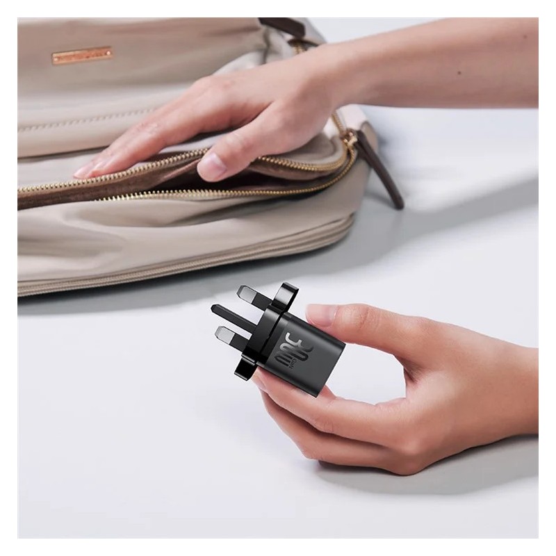Baseus Charger Wall 30W USB-C UK MINI GaN5 Black - Wall UK 30W USB-C MINI GaN5 Black — Buy in Cyprus with Fast Delivery