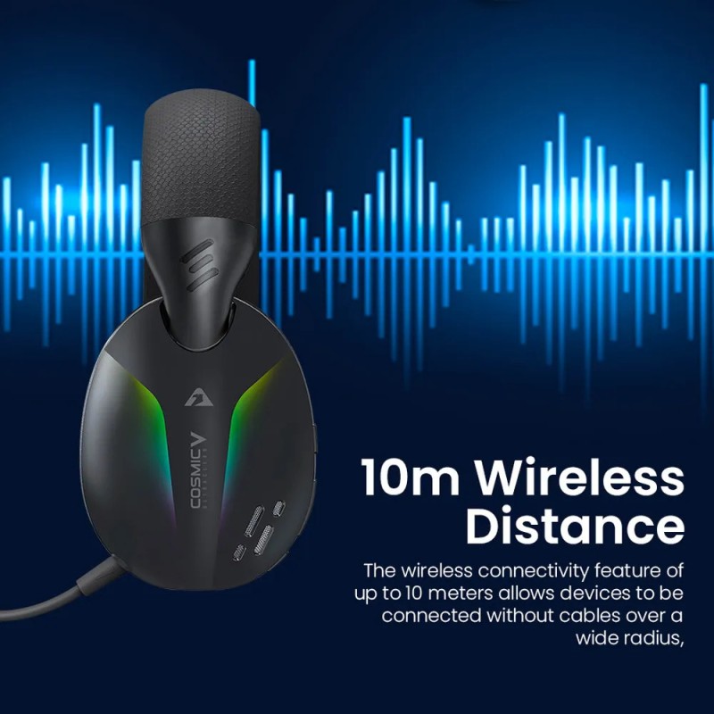 Armaggeddon Gaming Headset - COSMIC-V - USB+3.5mm+2.4G+BT PU Leather Ultraclear Black — Buy in Cyprus with Fast Delivery