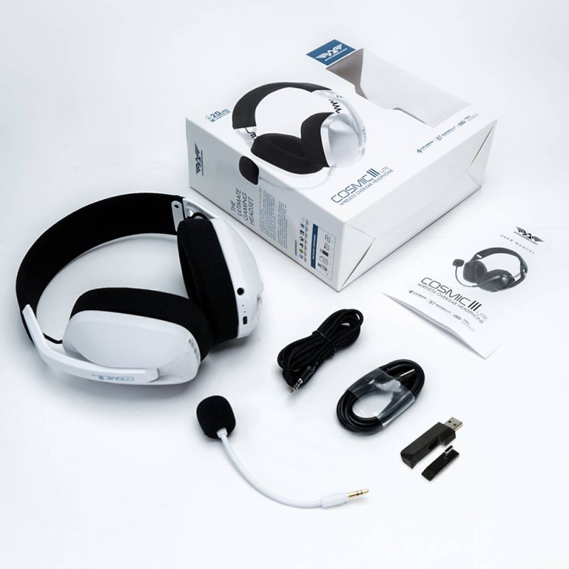 Armaggeddon Gaming Headset USB+3.5mm+2.4G+BT Fabric White - COSMIC-III LITE - USB+3.5mm+2.4G+BT, Fabric White