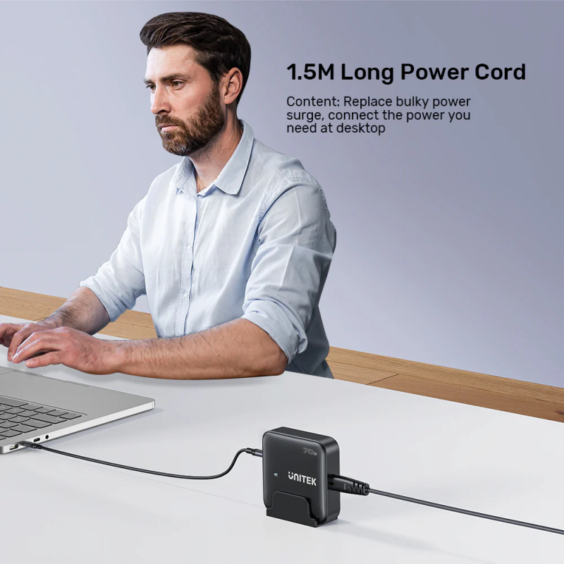 Unitek Desktop 4in1 70W GaN Charger 2xUSB-C 2xUSB-A Ports - P1228ABK - Black — Buy in Cyprus with Fast Delivery