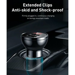 Baseus Digital Display Dual USB 24W Car Charger - Black — Buy in Cyprus with Fast Delivery