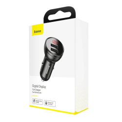 Baseus Digital Display Dual USB 24W Car Charger - Black — Buy in Cyprus with Fast Delivery