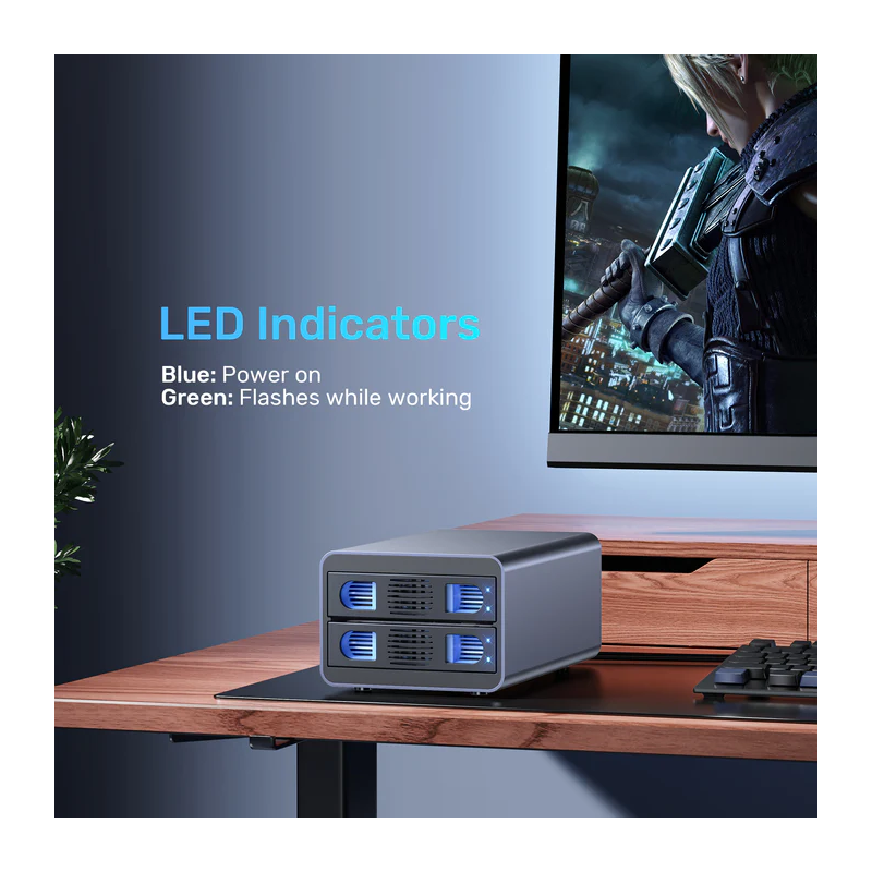 Unitek USB-A 2-Bay External SATA HDD Enclosure - S1308B - with RAID — Buy in Cyprus with Fast Delivery