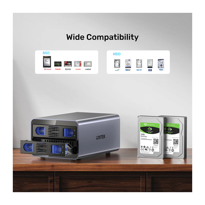 Unitek USB-A 2-Bay External SATA HDD Enclosure - S1308B - with RAID — Buy in Cyprus with Fast Delivery