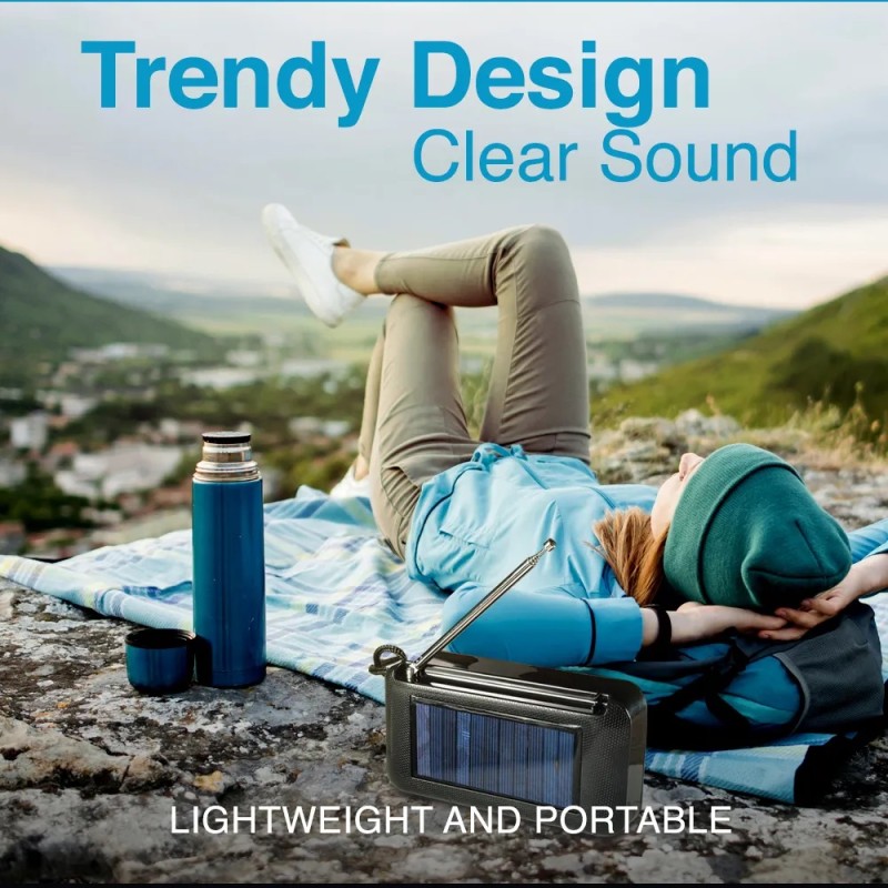 SonicGear AudioBox - 2GO-RDO20 - Portable Solar & USB Rechargeable FM Radio with Bluetooth & Torchlight