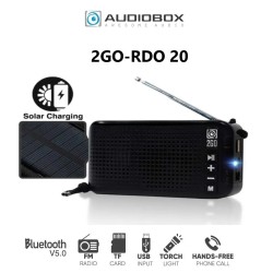 SonicGear AudioBox - 2GO-RDO20 - Portable Solar & USB Rechargeable FM Radio with Bluetooth & Torchlight