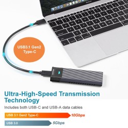 Unitek USB3.1 Gen2 Type-C to M2 SSD NVMe Enclosure - S-1203A - USB3.1 Gen2 Type-C to M2 SSD NVMe Enclosure