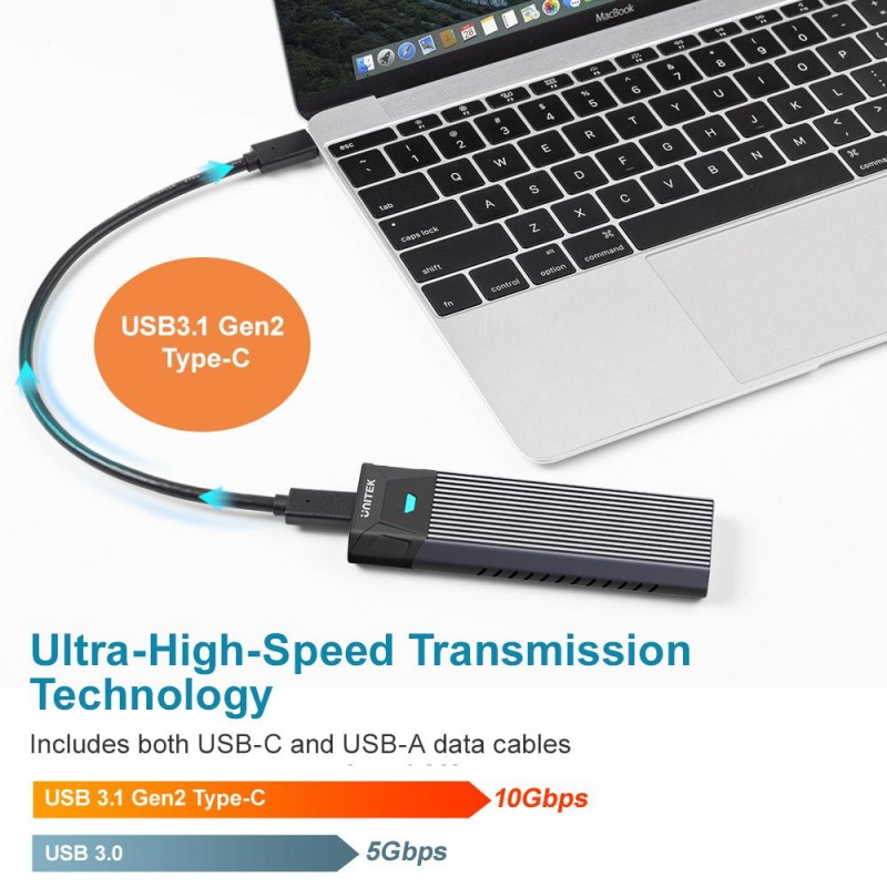 Unitek USB3.1 Gen2 Type-C to M2 SSD NVMe Enclosure - S-1203A - USB3.1 Gen2 Type-C to M2 SSD NVMe Enclosure
