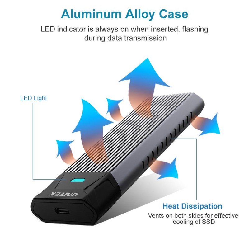Unitek USB3.1 Gen2 Type-C to M2 SSD NVMe Enclosure - S-1203A - USB3.1 Gen2 Type-C to M2 SSD NVMe Enclosure