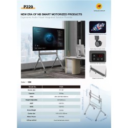 NBMounts Heavy Duty Motorized TV Trolley - P220 - up to 90'', 1.75m, 90kg, Wireless Remote & Touchpad