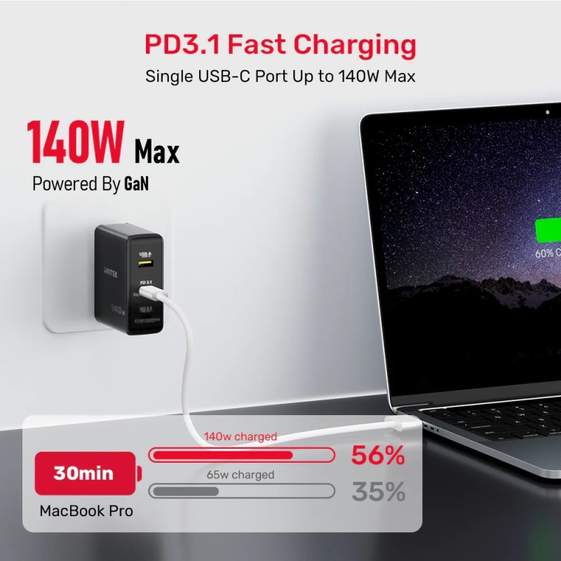 Unitek Charge - P1115A - 140W 4in1 GaN Charger+240W Cable — Buy in Cyprus with Fast Delivery
