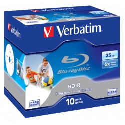 Verbatim BD-R 25GB 6X 10-Pack Jewel Case Printable - 43713 - BD-R 25GB 6X 10-Pack Jewel Case Printable