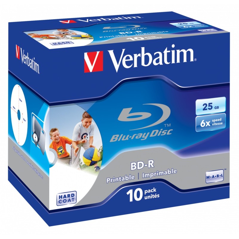 Verbatim BD-R 25GB 6X 10-Pack Jewel Case Printable - 43713 - BD-R 25GB 6X 10-Pack Jewel Case Printable