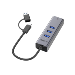 Unitek USB-C Hub USB3.0 3-Port & Gigabit LAN + USBA Adaptor - Y-3088B - USB-C Hub USB3.0 3-Port & Gigabit LAN + USBA Adaptor
