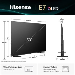 Hisense TV - 50E7Q - 50'' 4K QLED TV Smart — Buy in Cyprus with Fast Delivery