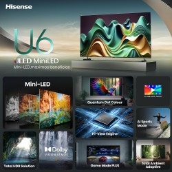Hisense TV - 50U6NQ - 50'' 4K Smart QLED MINI LED TV — Buy in Cyprus with Fast Delivery
