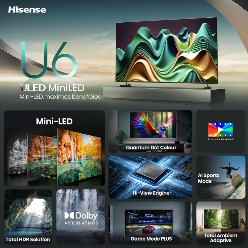 Hisense TV - 50U6NQ - 50'' 4K Smart QLED MINI LED TV — Buy in Cyprus with Fast Delivery
