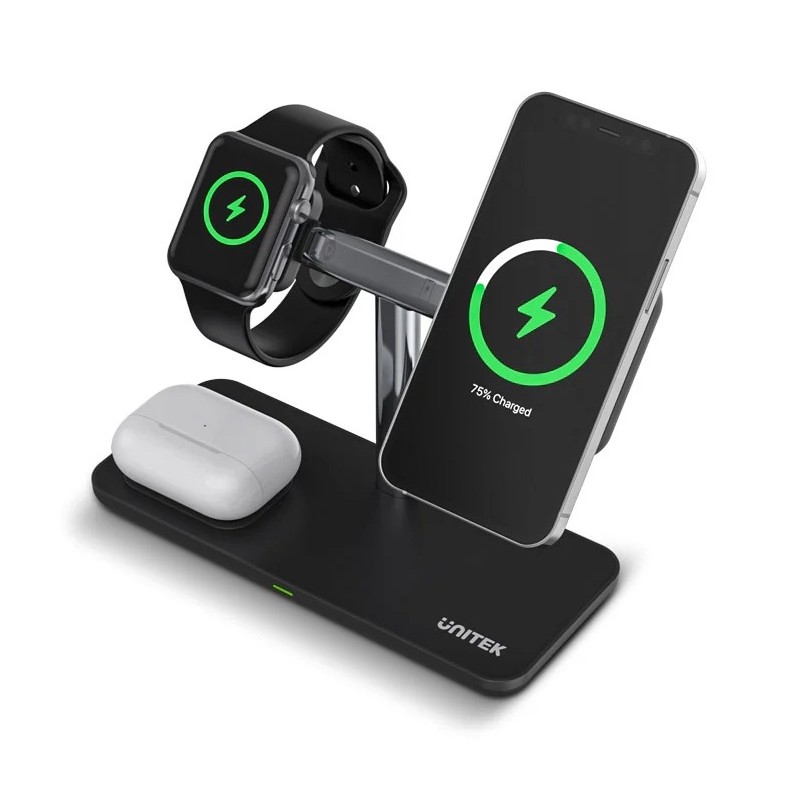 Unitek MagMighty TRI 3in1 Magnetic Wireless Charger Dividable Stand for iPhone-Watch-Airpods P1212A