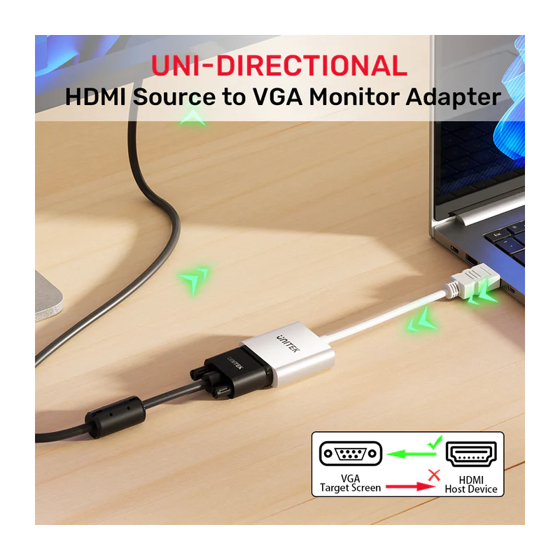 Unitek HDMI to VGA Converter - Y-6333C01 - without Power Port — Buy in Cyprus with Fast Delivery
