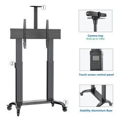 NBMounts Heavy Duty Motorized TV Trolley - TW100 - Supports up to 110'' & 136Kg Max Height 1.7m