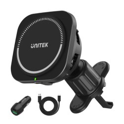 Unitek Wireless 15W MagSafe Car Mount Kit with Cooling Fan + 38W Charger & USB-Cable P1403A — Buy in Cyprus with Fast Delivery