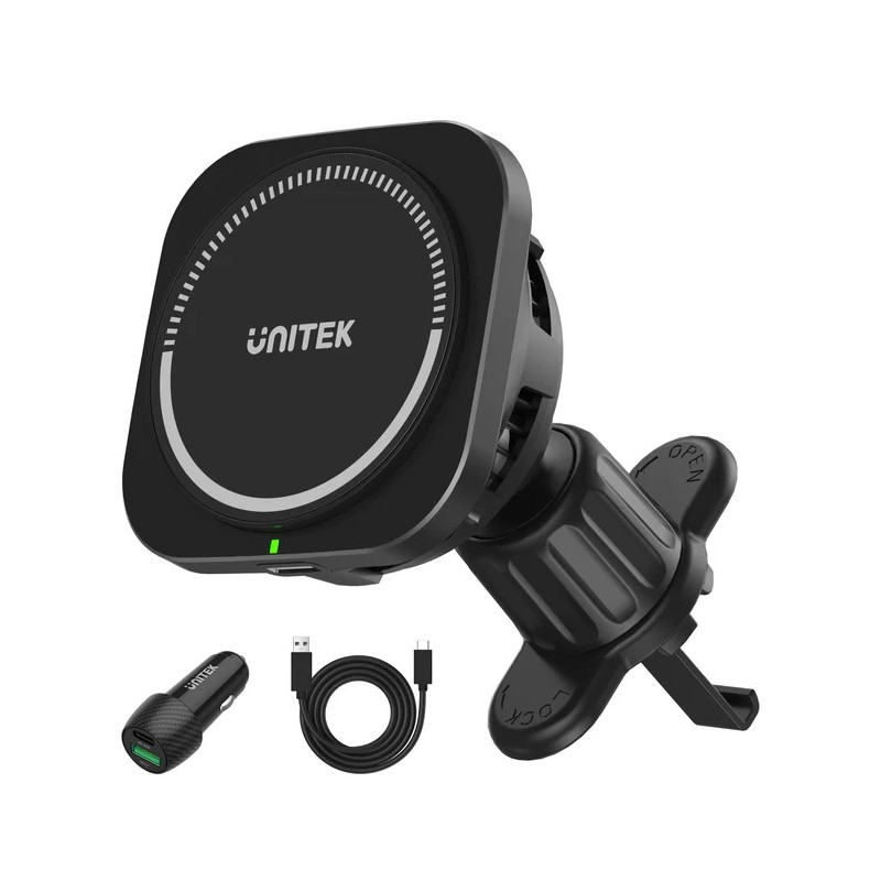 Unitek Wireless 15W MagSafe Car Mount Kit with Cooling Fan + 38W Charger & USB-Cable P1403A — Buy in Cyprus with Fast Delivery