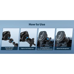 Unitek Wireless 15W MagSafe Car Mount Kit with Cooling Fan + 38W Charger & USB-Cable P1403A — Buy in Cyprus with Fast Delivery