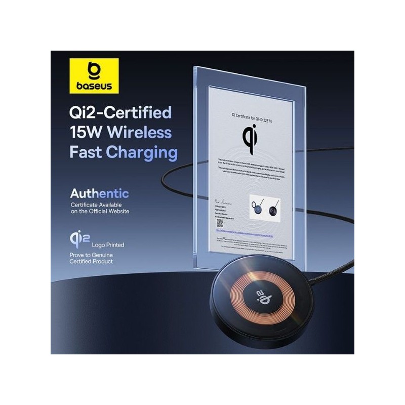 Baseus Charger Desktop Wireless 15W Qi2 - SIMPLE MINI 4 - Baseus Charger Desktop Wireless 15W Qi2