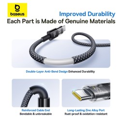 Baseus Cable USB-C to USB-A Display 2 Series Braided 100W 2.0m Black - USB-C to USB-A, Braided, 100W, 2.0m, Black