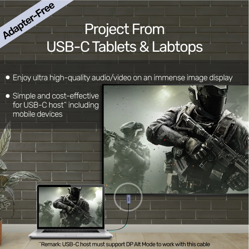 Unitek Type-C to DP Cable 4K 60Hz 2m - V1409A - Type-C to DP Cable 4K 60Hz 2m — Buy in Cyprus with Fast Delivery