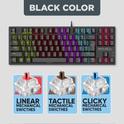 Armaggeddon Black Mechanical Gaming Keyboard 87 Blue Clicky Keys - MKA-2C NEO - 87 Blue Clicky Keys