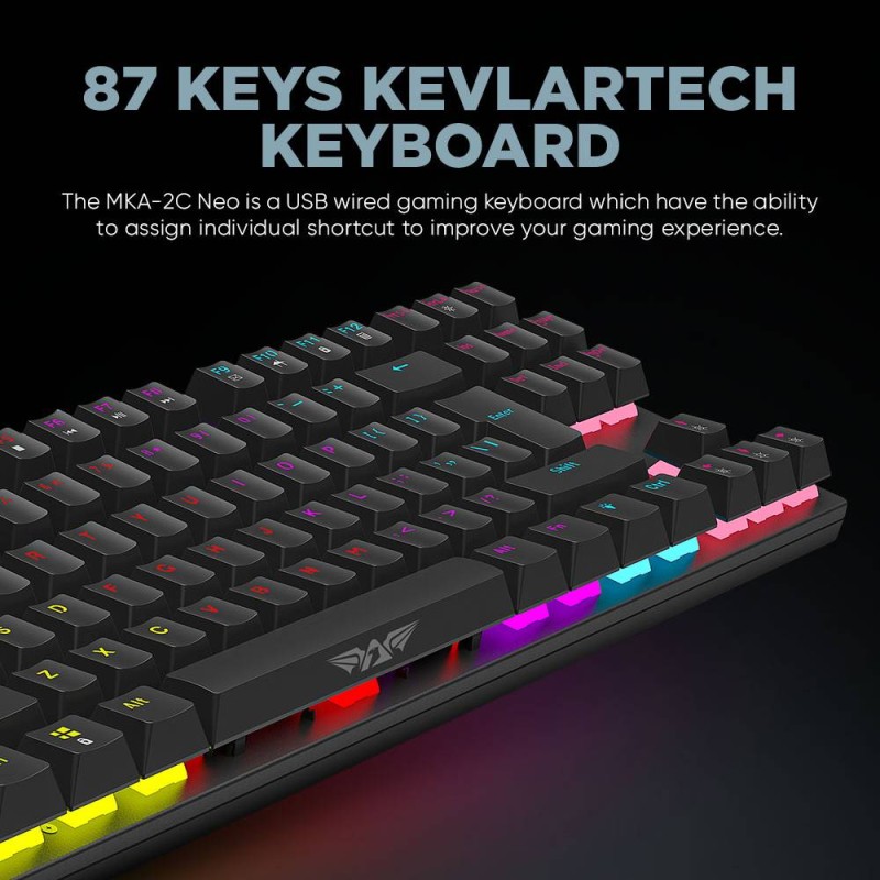 Armaggeddon Black Mechanical Gaming Keyboard 87 Blue Clicky Keys - MKA-2C NEO - 87 Blue Clicky Keys