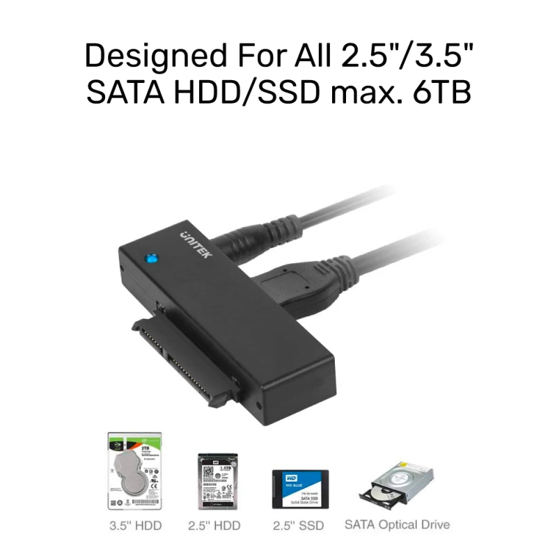 Unitek USB3.0 to SATA 2.5-3.5'' HDD Converter - Y-1039 - USB3.0 to SATA 2.5-3.5'' HDD Converter incl 12V2A PSU