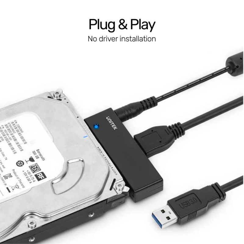 Unitek USB3.0 to SATA 2.5-3.5'' HDD Converter - Y-1039 - USB3.0 to SATA 2.5-3.5'' HDD Converter incl 12V2A PSU