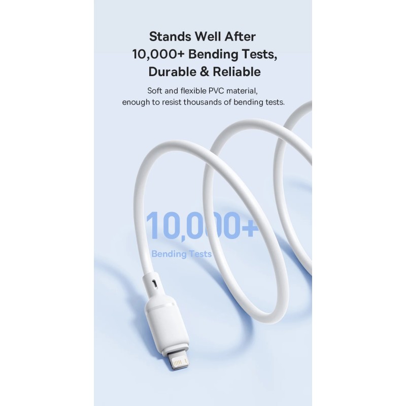 Baseus Cable Lightning to USB-A Silky Series - 1.0m White — Buy in Cyprus with Fast Delivery