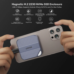 Unitek USB-C NVME PCIe M2 2230 Magnetic SSD Enclosure - S1244A - 10Gbps PD100W — Buy in Cyprus with Fast Delivery