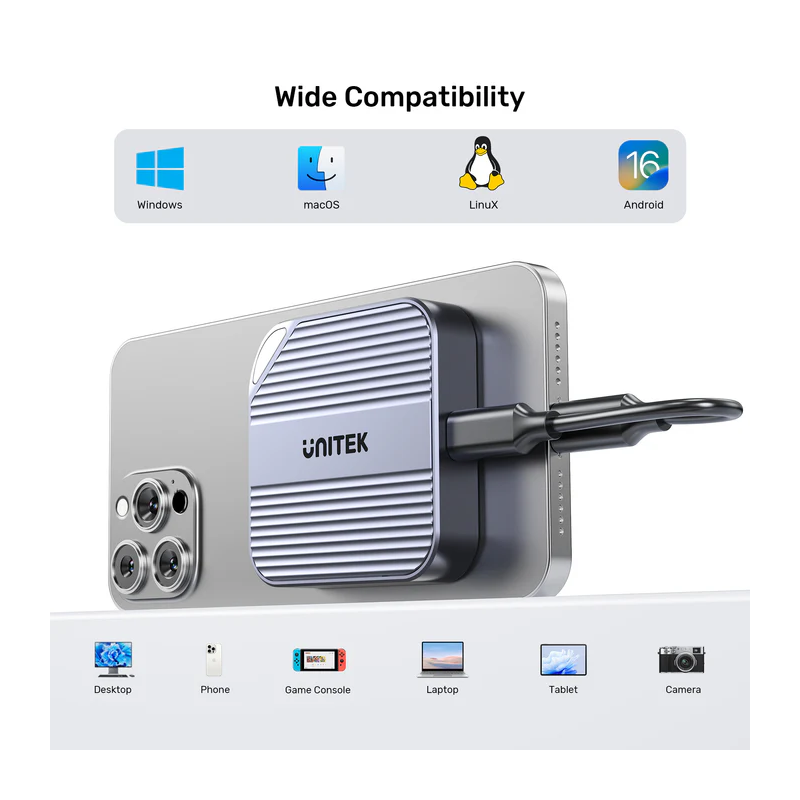 Unitek USB-C NVME PCIe M2 2230 Magnetic SSD Enclosure - S1244A - 10Gbps PD100W — Buy in Cyprus with Fast Delivery