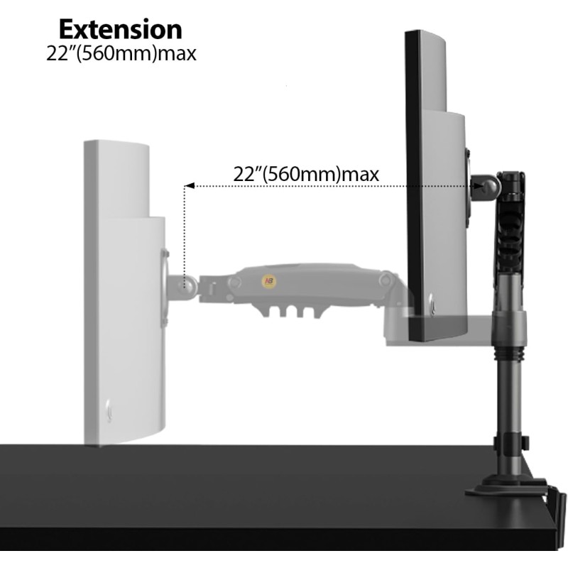 NBMounts H100 Single Arm Gas Desktop Monitor Mount (upgraded version) — Buy in Cyprus with Fast Delivery