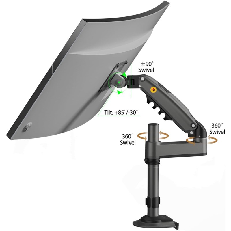 NBMounts H100 Single Arm Gas Desktop Monitor Mount (upgraded version) — Buy in Cyprus with Fast Delivery