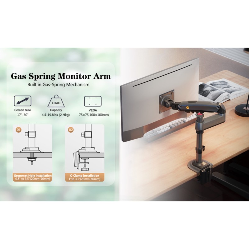 NBMounts H100 Single Arm Gas Desktop Monitor Mount (upgraded version) — Buy in Cyprus with Fast Delivery
