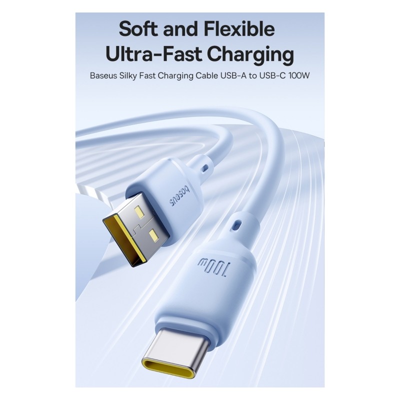 Baseus Cable USB-C to USB-C Silky Series - 2.0m 100W Black — Buy in Cyprus with Fast Delivery