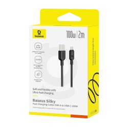 Baseus Cable USB-C to USB-C Silky Series - 2.0m 100W Black — Buy in Cyprus with Fast Delivery