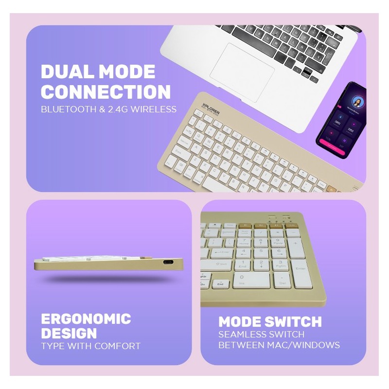 Alcatroz XPLORER GO! Wireless Mini Keyboard - BTR 200 - Wireless, Mini Keyboard, 2.4G+BT — Buy in Cyprus with Fast Delivery