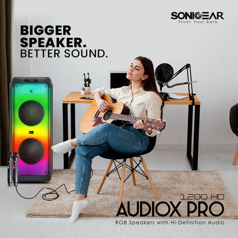 SonicGear 2 x 12'' Portable Karaoke Speaker - AudioXPro1200HD - 2 x Wireless Microphones — Buy in Cyprus with Fast Delivery