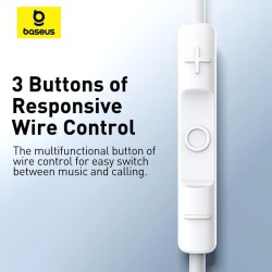 Baseus Earphones - CZ17 - Wired Type C Encok White — Buy in Cyprus with Fast Delivery