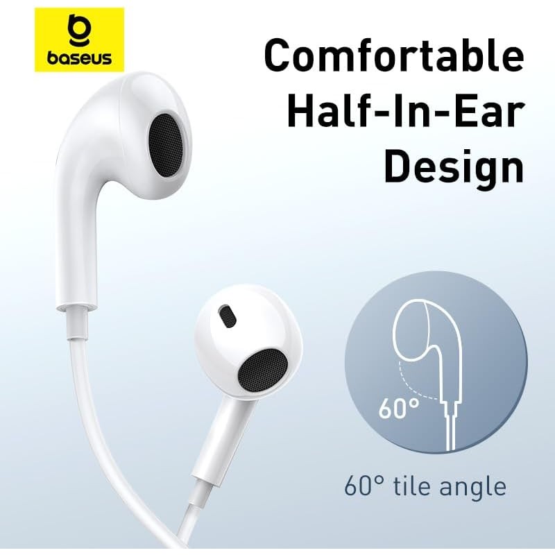 Baseus Earphones - CZ17 - Wired Type C Encok White — Buy in Cyprus with Fast Delivery